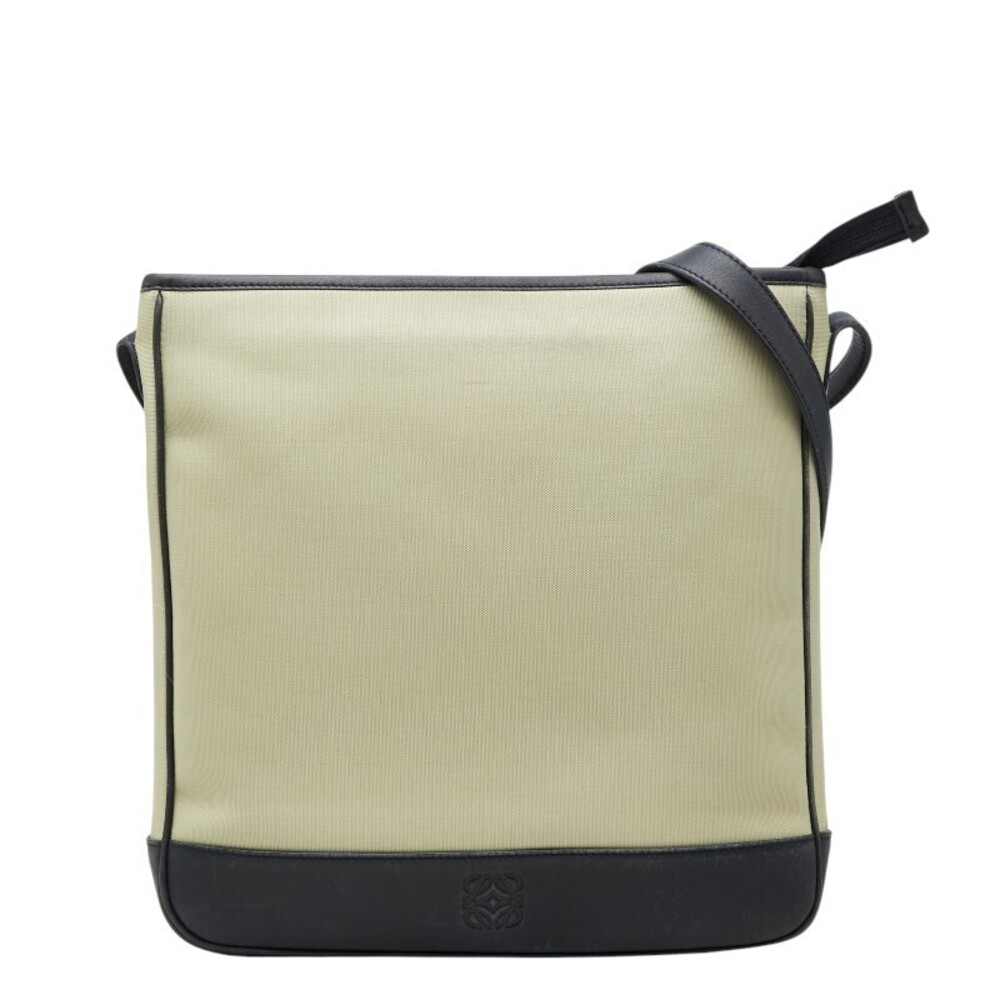 Loewe Anagram Crossbody Bag Beige Cream Black Canvas Leather